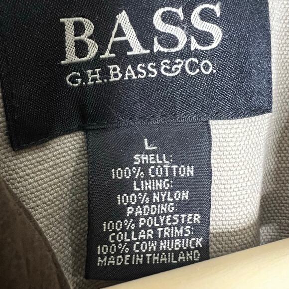 GH Bass Barn Chore Jacket Large Mens Quilted Canvas Leather Collar Outdoor Coat - Picture 10 of 12